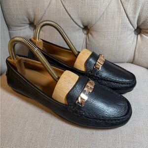 Coach Navy Leather Loafers Pebble Grain "Fredrica" Sz 10B Worn once!